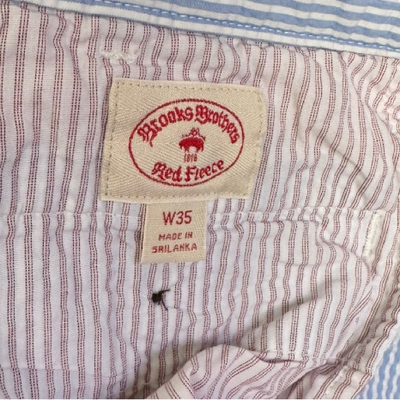 Brooks Brothers Men’s Size 35 Blue and White Pleated Seersucker Bermuda Shorts - Picture 8 of 9